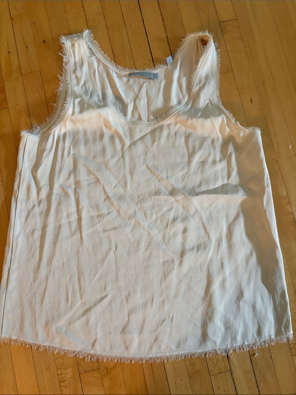 Vince Cream Fringed Sleeveless Tank Top